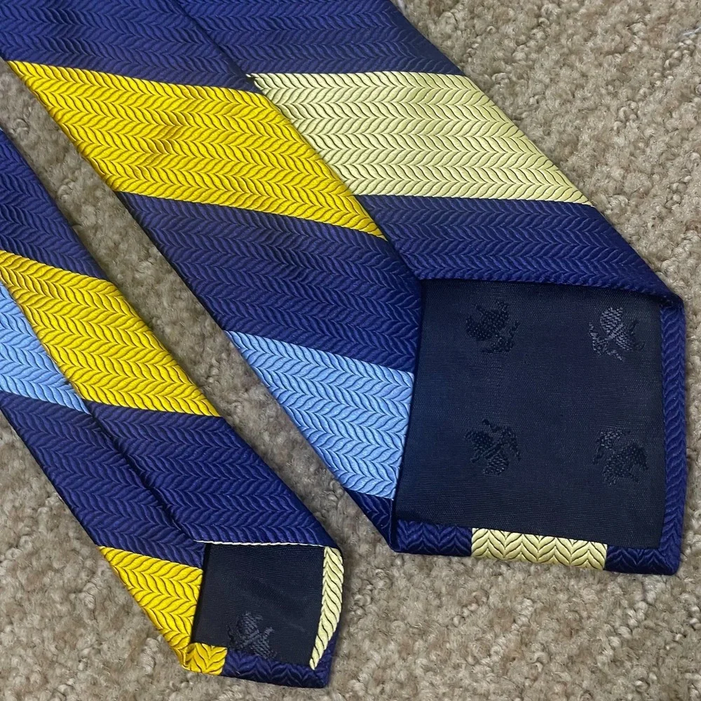 Brooks Brothers 346 Silk Repp Stripe Tie‎ Blue Yellow Classic Preppy